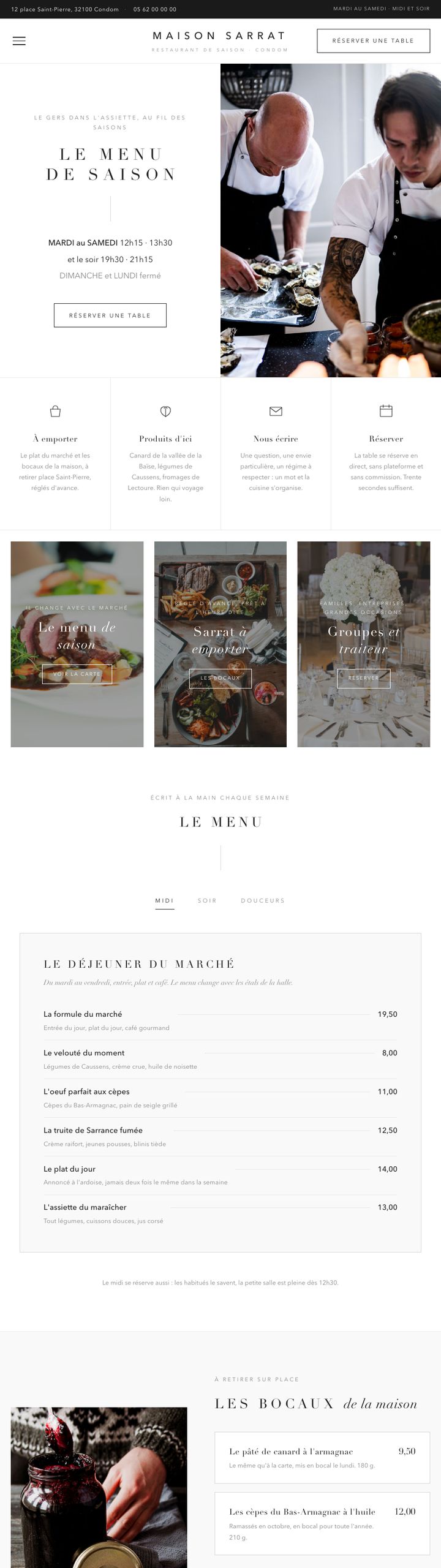 Thème Maison Sarrat, page entière